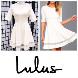 Lulus Sheer Factor White Mesh Skater Dress